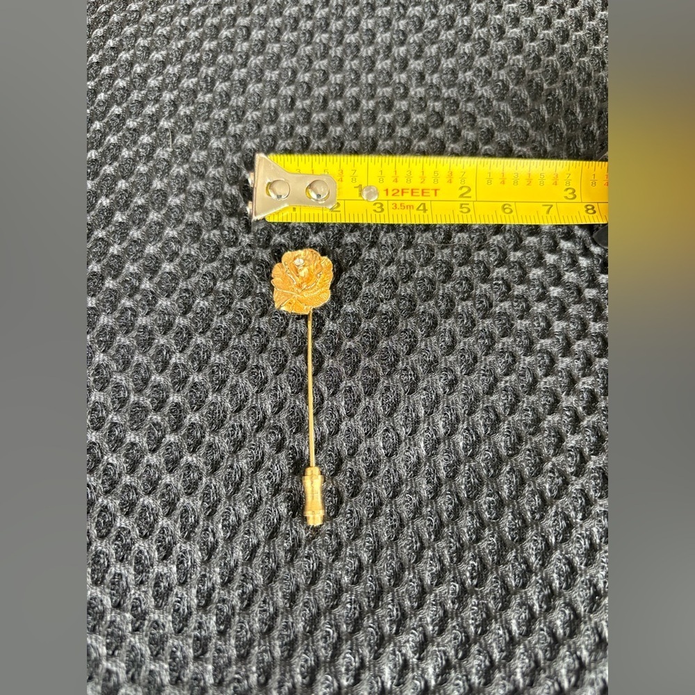 Gold Tone Rose Hat/Scarf Hijab Pin Brooch with Crystal - Picture 3 of 8